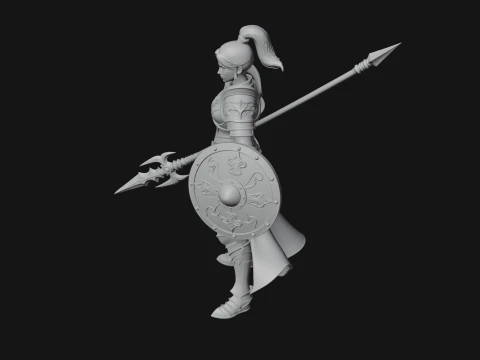 Woman Knight with Spear Statue Design 1 - 3D Print Model 3D Print Model