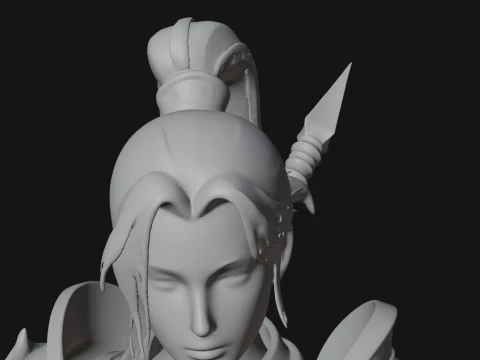 Woman Knight with Spear Statue Design 1 - 3D Print Model 3D Print Model