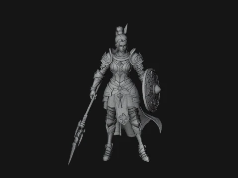 Woman Knight with Spear Statue Design 1 - 3D Print Model 3D Print Model