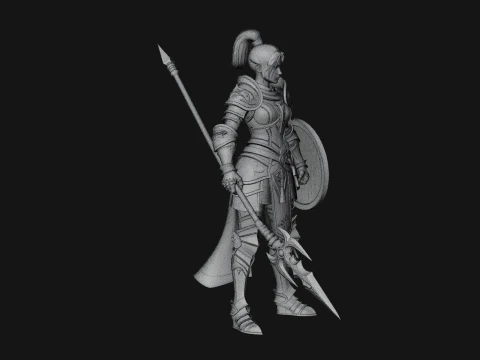 Woman Knight with Spear Statue Design 1 - 3D Print Model 3D Print Model