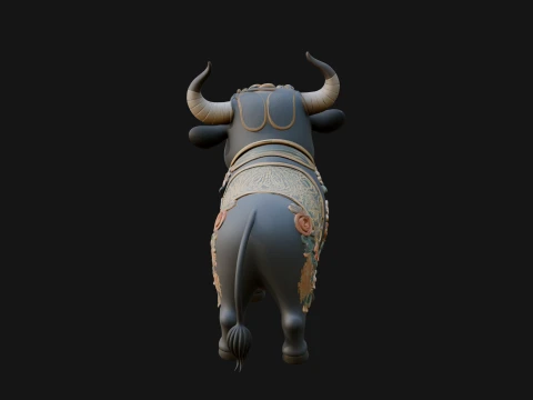 Floral Chibi Ox Statue Design 2 - 3D Print Model 3D Print Model