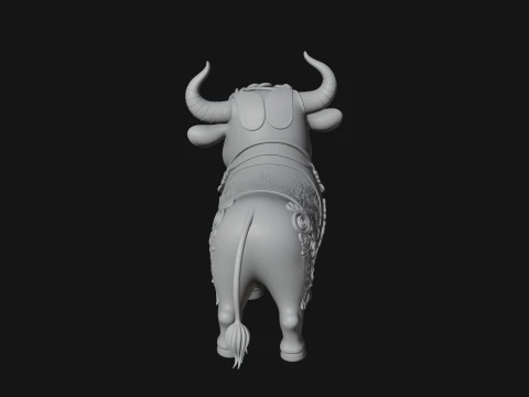 Floral Chibi Ox Statue Design 2 - 3D Print Model 3D Print Model