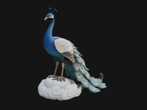 Peacock on Cloud Statue Design 1 - 3D Print Model 3D Print Model