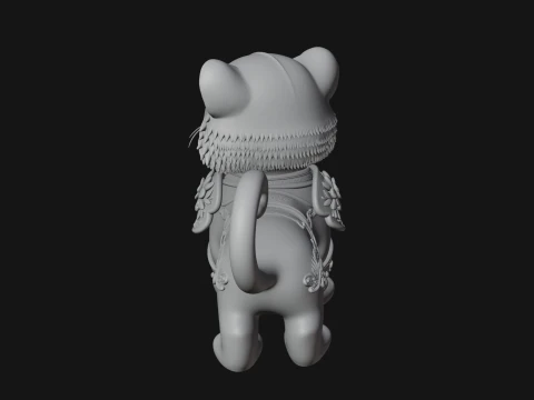 Floral Chibi Tiger Statue Design 2 - 3D Print Model 3D Print Model