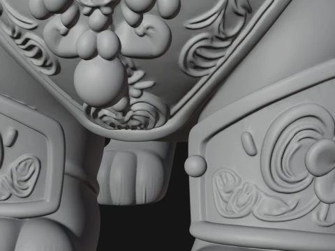 Floral Chibi Tiger Statue Design 2 - 3D Print Model 3D Print Model