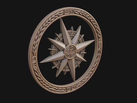 Compass Rose Medallion Pendant Design 2 - 3D Print Model 3D Print Model