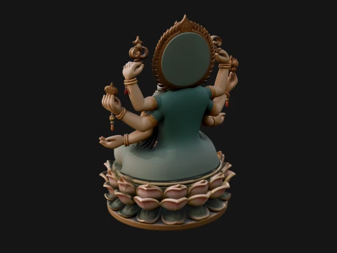 Brahma on Lotus Throne Statue Design 6 - 3D Print Model 3D Print Model