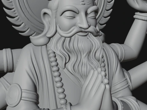 Brahma on Lotus Throne Statue Design 6 - 3D Print Model 3D Print Model