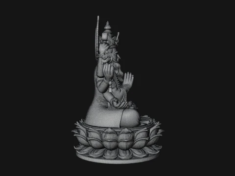 Brahma on Lotus Throne Statue Design 6 - 3D Print Model 3D Print Model
