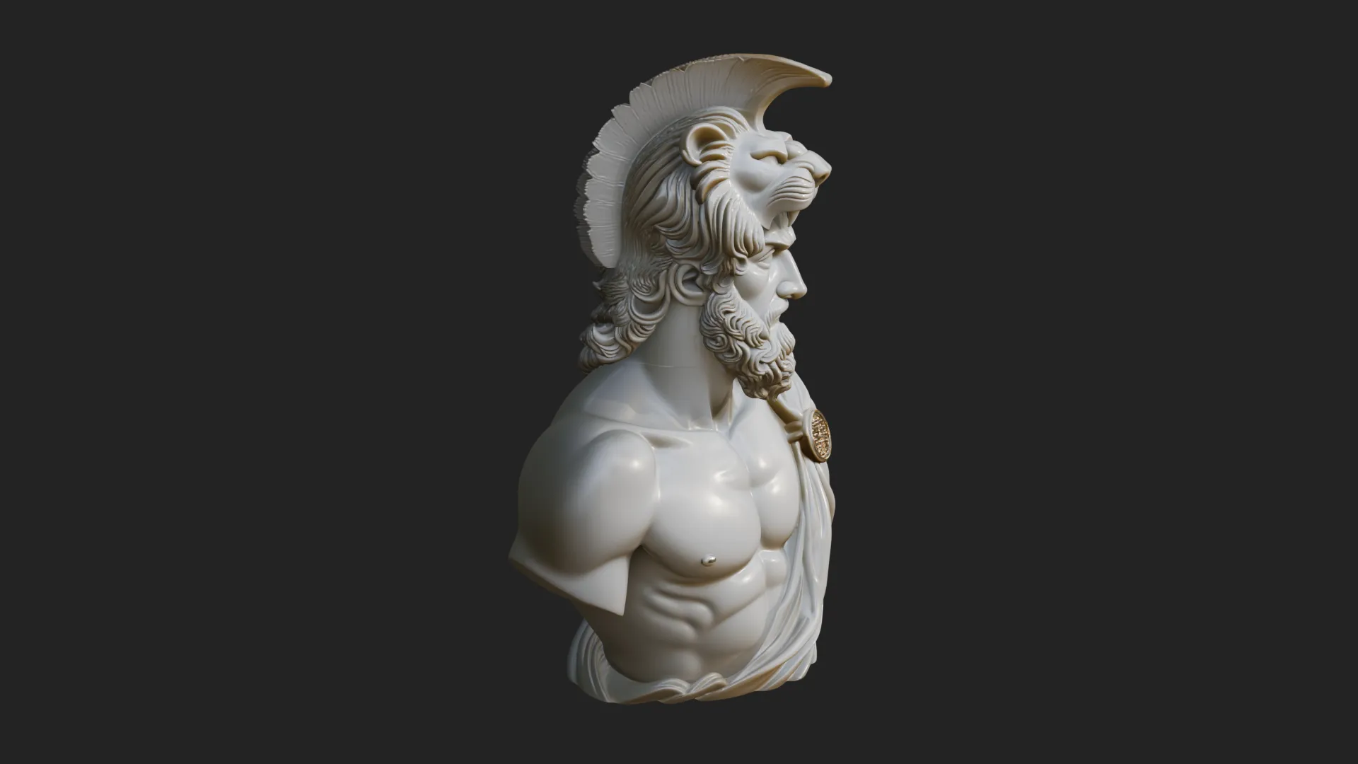 Hercules Lion Pelt Bust Statue Design 2 - 3D Print Model 3D Print Model .c4d .max .obj .3ds .fbx .stl .blend 
