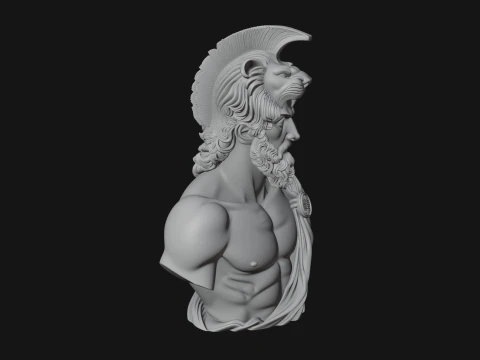 Hercules Lion Pelt Bust Statue Design 2 - 3D Print Model 3D Print Model
