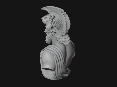 Hercules Lion Pelt Bust Statue Design 2 - 3D Print Model 3D Print Model