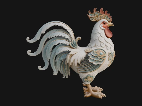 Ornate Rooster Statue Design 1 - 3D Print Model 3D Print Model