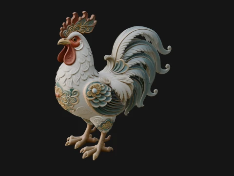 Ornate Rooster Statue Design 1 - 3D Print Model 3D Print Model