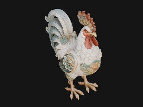 Ornate Rooster Statue Design 1 - 3D Print Model 3D Print Model