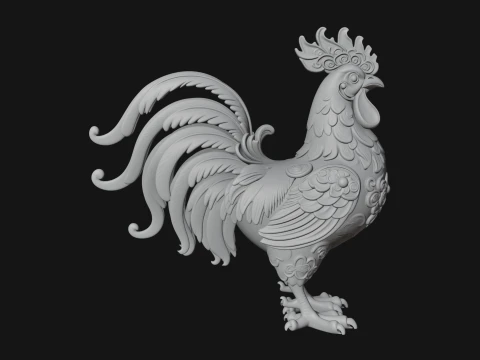 Ornate Rooster Statue Design 1 - 3D Print Model 3D Print Model