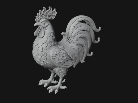 Ornate Rooster Statue Design 1 - 3D Print Model 3D Print Model