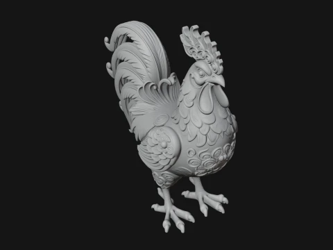 Ornate Rooster Statue Design 1 - 3D Print Model 3D Print Model