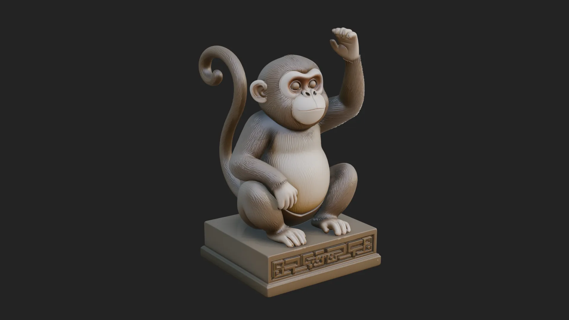 Monkey on Pedestal Statue Design 1 - 3D Print Model 3D Print Model .c4d .max .obj .3ds .fbx .stl .blend 