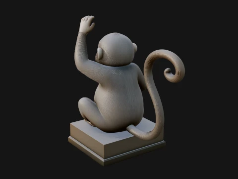 Monkey on Pedestal Statue Design 1 - 3D Print Model 3D Print Model