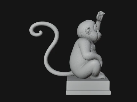 Monkey on Pedestal Statue Design 1 - 3D Print Model 3D Print Model