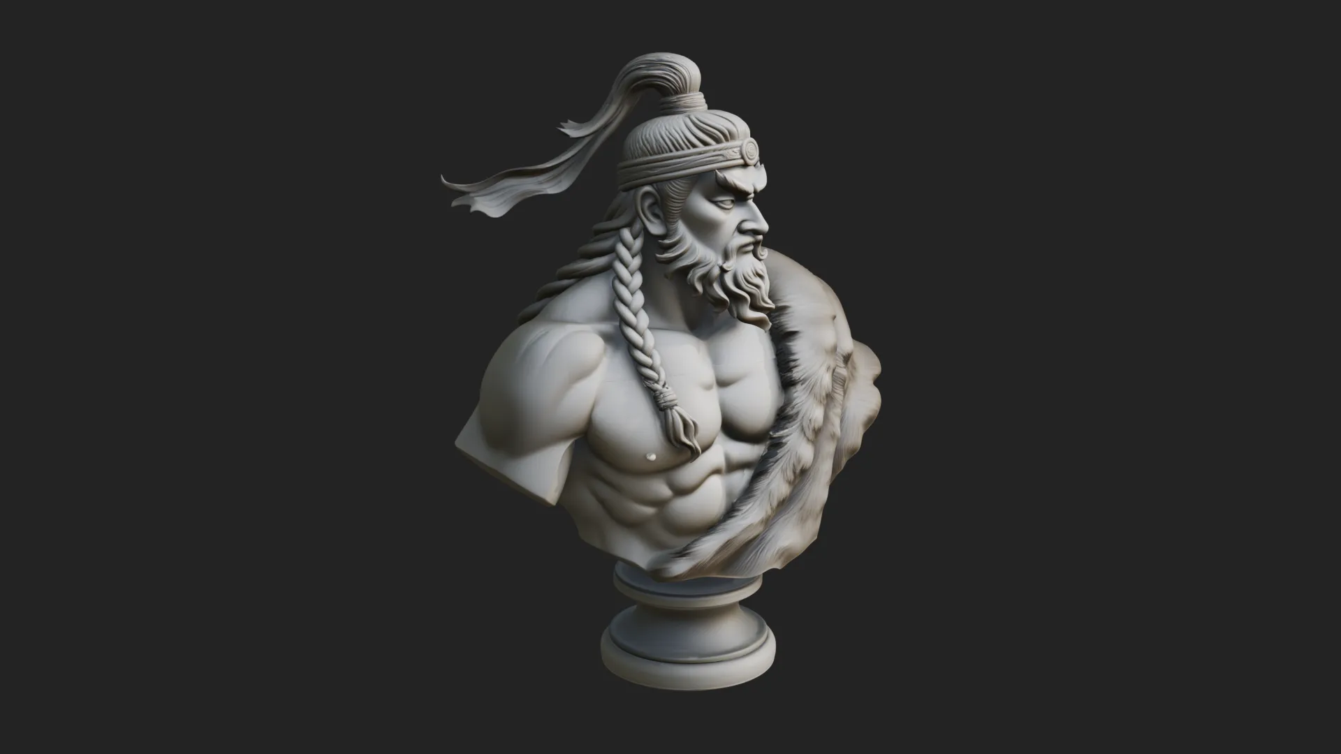 Mongol Warrior Bust Statue Design 6 - 3D Print Model 3D Print Model .c4d .max .obj .3ds .fbx .stl .blend 