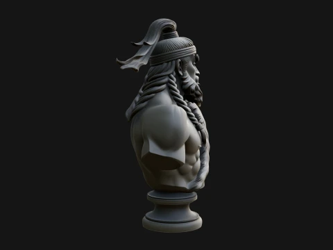 Mongol Warrior Bust Statue Design 6 - 3D Print Model 3D Print Model
