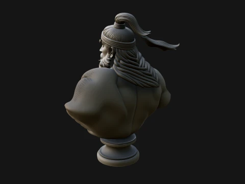 Mongol Warrior Bust Statue Design 6 - 3D Print Model 3D Print Model