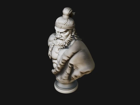 Mongol Warrior Bust Statue Design 6 - 3D Print Model 3D Print Model
