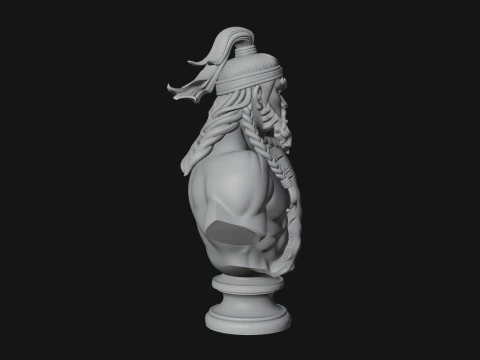Mongol Warrior Bust Statue Design 6 - 3D Print Model 3D Print Model