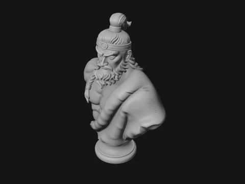 Mongol Warrior Bust Statue Design 6 - 3D Print Model 3D Print Model