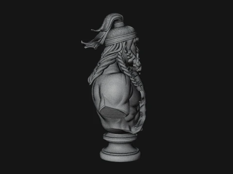 Mongol Warrior Bust Statue Design 6 - 3D Print Model 3D Print Model