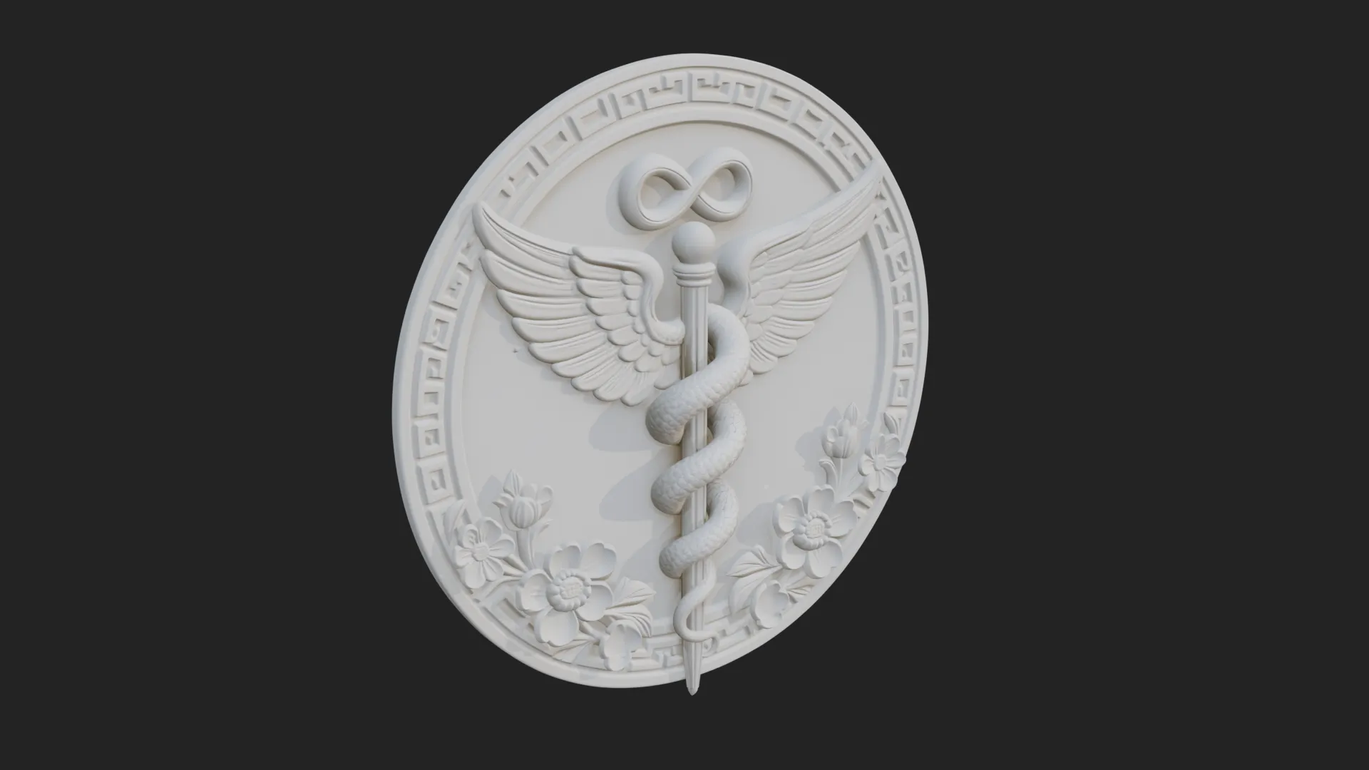 Caduceus Medical Wall Plaque Design 2 - 3D Print Model 3D Print Model .c4d .max .obj .3ds .fbx .stl .blend 