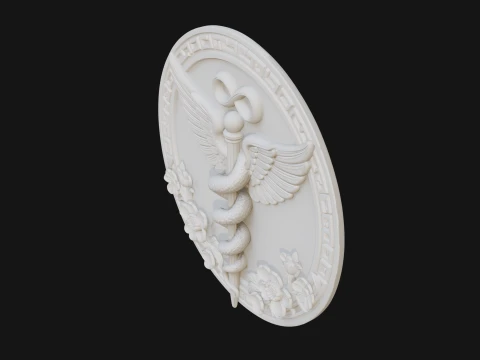 Caduceus Medical Wall Plaque Design 2 - 3D Print Model 3D Print Model