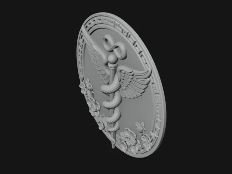 Caduceus Medical Wall Plaque Design 2 - 3D Print Model 3D Print Model