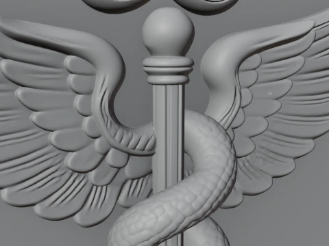 Caduceus Medical Wall Plaque Design 2 - 3D Print Model 3D Print Model