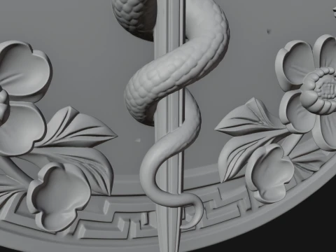 Caduceus Medical Wall Plaque Design 2 - 3D Print Model 3D Print Model