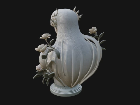 Flower Fairy Bust Statue Design 1 - 3D Print Model 3D Print Model
