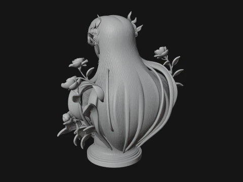 Flower Fairy Bust Statue Design 1 - 3D Print Model 3D Print Model