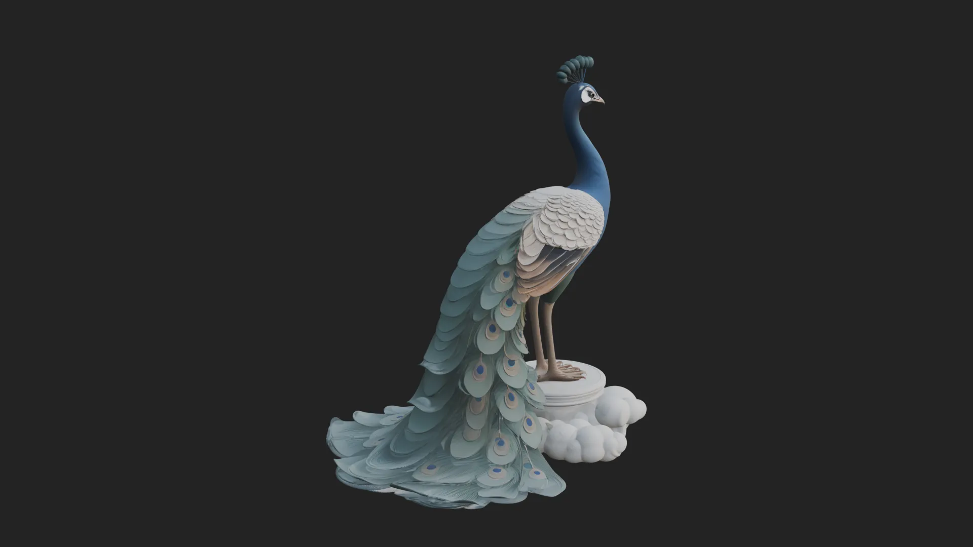Peacock on Cloud Statue Design 2 - 3D Print Model 3D Print Model .c4d .max .obj .3ds .fbx .stl .blend 