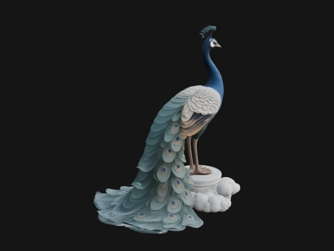 Peacock on Cloud Statue Design 2 - 3D Print Model 3D Print Model
