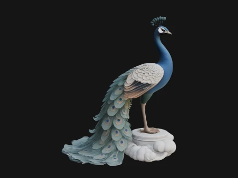 Peacock on Cloud Statue Design 2 - 3D Print Model 3D Print Model