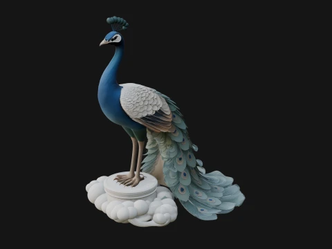 Peacock on Cloud Statue Design 2 - 3D Print Model 3D Print Model