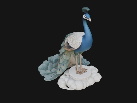 Peacock on Cloud Statue Design 2 - 3D Print Model 3D Print Model