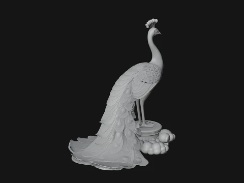 Peacock on Cloud Statue Design 2 - 3D Print Model 3D Print Model