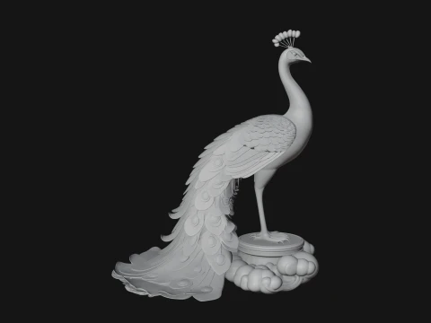 Peacock on Cloud Statue Design 2 - 3D Print Model 3D Print Model