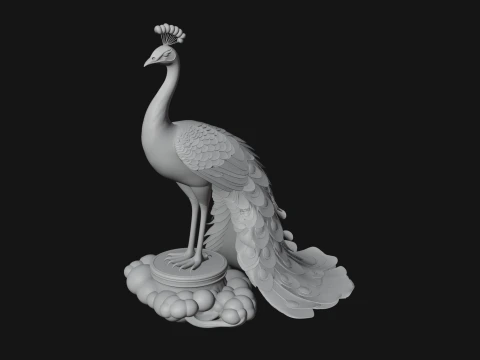 Peacock on Cloud Statue Design 2 - 3D Print Model 3D Print Model