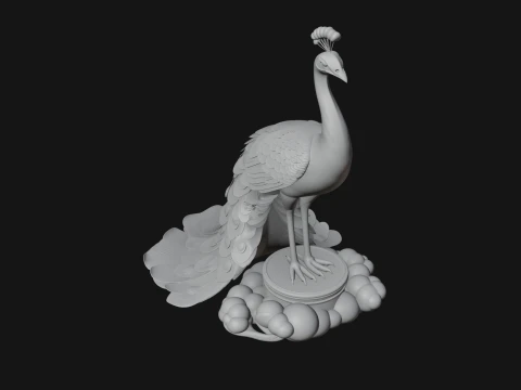 Peacock on Cloud Statue Design 2 - 3D Print Model 3D Print Model
