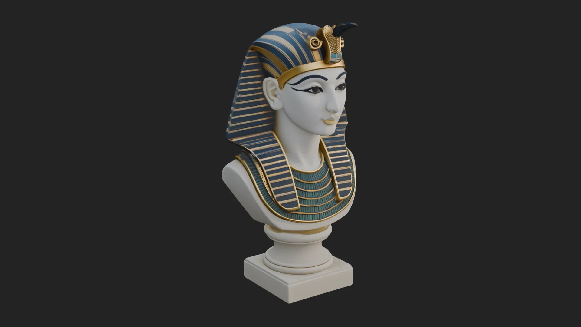 Pharaoh Nemes Bust Statue Design 1 - 3D Print Model 3D Print Model .c4d .max .obj .3ds .fbx .stl .blend 
