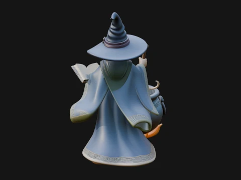 Wizard with Cauldron Statue Design 1 - 3D Print Model 3D Print Model